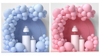 One Shade Balloon Garland - Blue Design #33 &amp; Pink Design #34