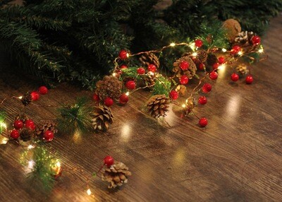 Xmas Pine Cone String Lights - 4 Styles - Battery Powered