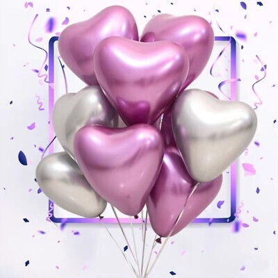 Love Heart Metallic Balloons - 50pc - 10&quot;