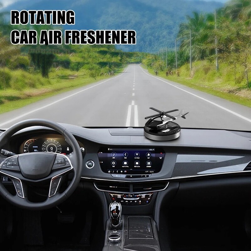 Solar Car Perfume Diffuser - Helicopter Shape - Solar Powered Blades - Reusable