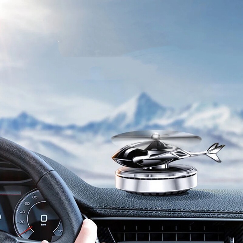 Solar Car Perfume Diffuser - Helicopter Shape - Solar Powered Blades - Reusable Solar Car Perfume Diffuser - Helicopter Shape - Solar Powered Blades - Reusable