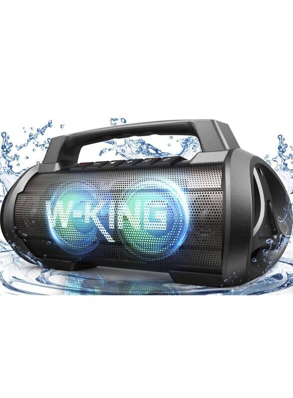 W-King Bluetooth Party Speaker - 70W Power - IPX6 Waterproof - Colourful Lights - Mic Input