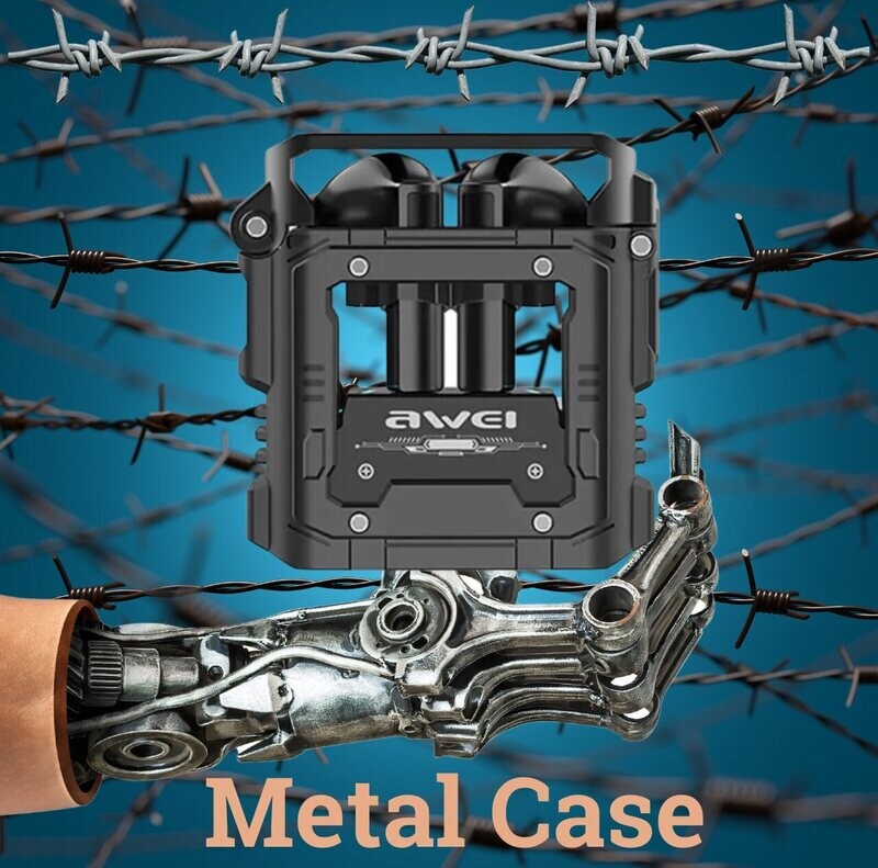 Earbuds With Heavy Duty Metal Charging Case - Pod Style EarBuds - Awei T63