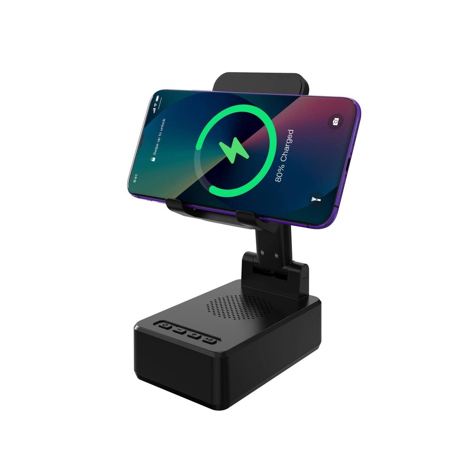 Wireless Charging Phone Stand With Bluetooth Speaker - 3 In 1