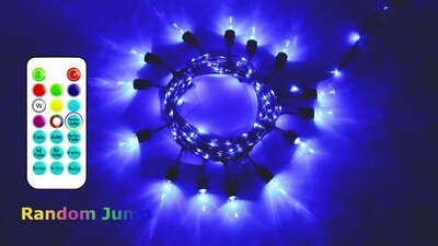 Festoon Lights - RGB Multi-Coloured - 14.6m With Unique Fairy LED Rope  - Connectable - 15 Bulbs - Remote Control