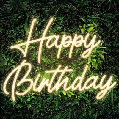 Large LED &quot;Happy Birthday&quot; Sign In Warm White - Light Up Your Celebration Decorations