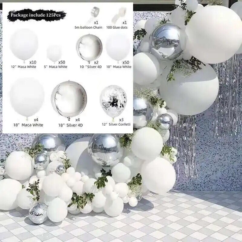 Garland Kitset  Design # 21 - Regal Whites &amp; Silver - 125 pc