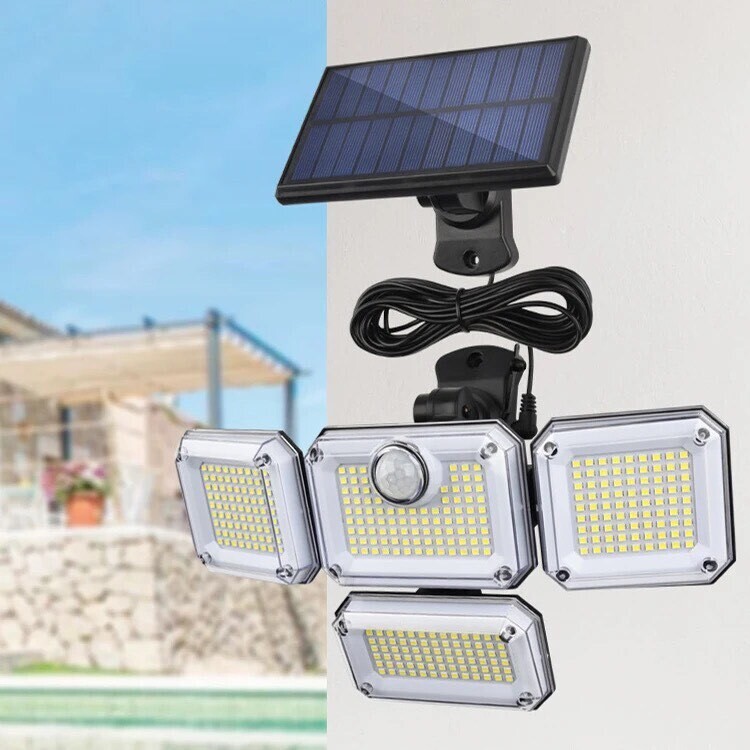 Motion Detection Security Light - 4 LED Panels - Separate Solar Charging Panel