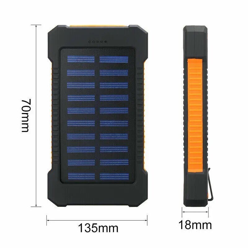 Travellers PowerBank - Solar Panel - 20K mAh - With LED Battery Display - Bonus Compass