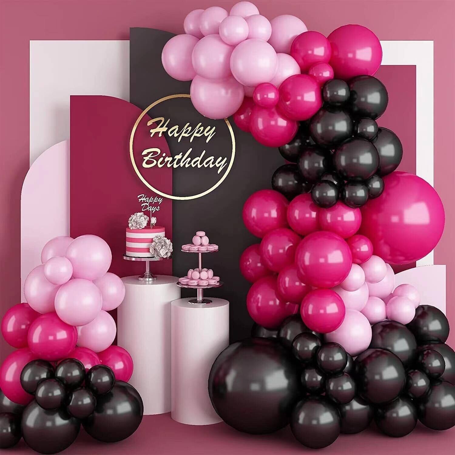 Garland Kitset Design #43 - Soft Meets Bold 2 Tone Pinks + Black - 97pc