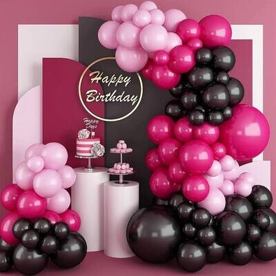 Garland Kitset Design #43 - Soft Meets Bold 2 Tone Pinks + Black - 97pc