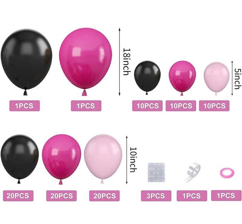 Garland Kitset Design #43 - Soft Meets Bold 2 Tone Pinks + Black - 97pc