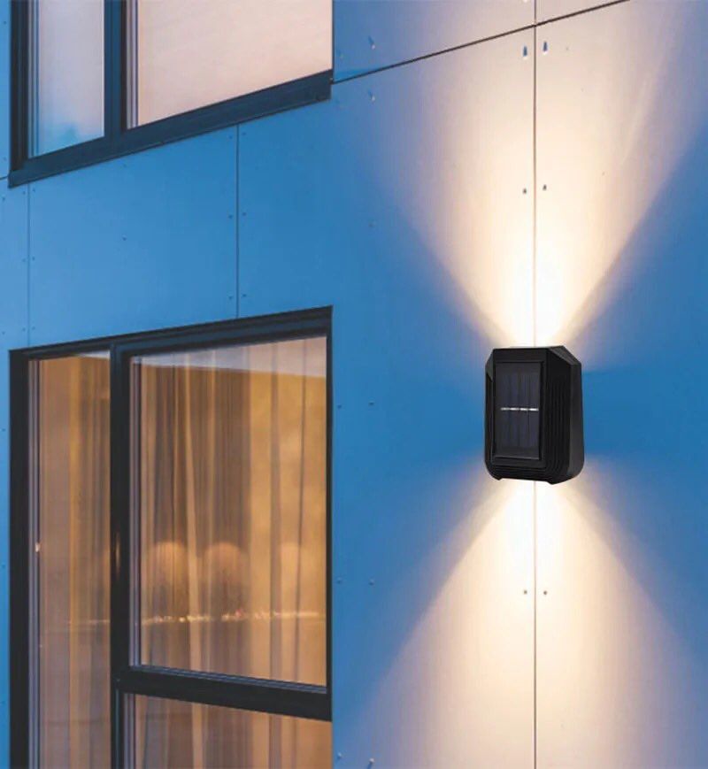 Solar Wall Light - Decorative 2 Way Light Beam - Warm White Colour - LED