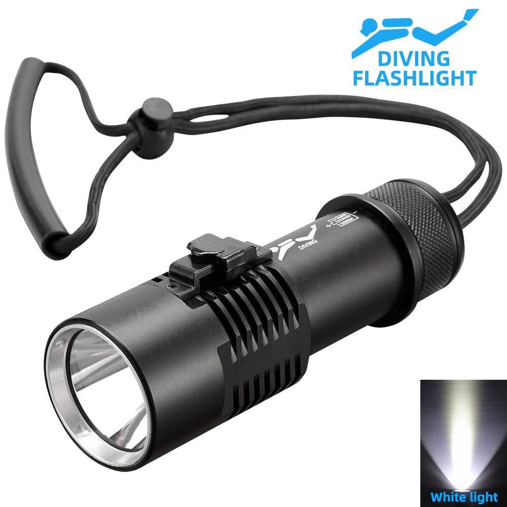 Scuba Divers Flashlight - Up To 50m - Rechargeable + Standard Batteries Compatible - Wrist Lanyard
