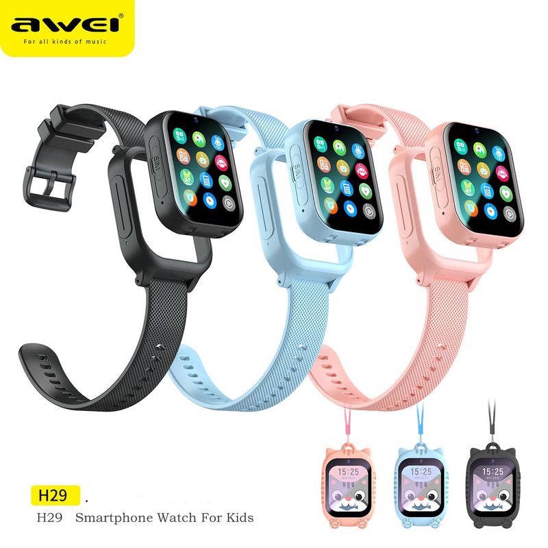 Children Watch/Phone - Adult Supervisors App - GPS Locator - SIM Card -Make Calls - Voice Chat - Set Safety Protocols - Awei H27