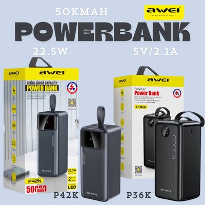 50K Powerbank - 2 Models - Extended Charging Power - Charges Multiple Phones &amp; Devices - Awei