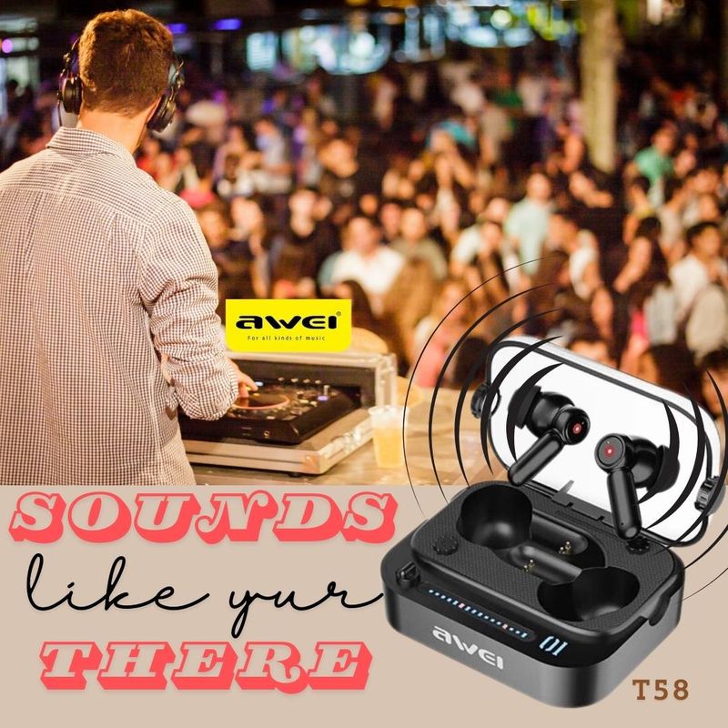 Wireless Headphone Earbuds - Throwback DJ Vinyl Style - Awei T58