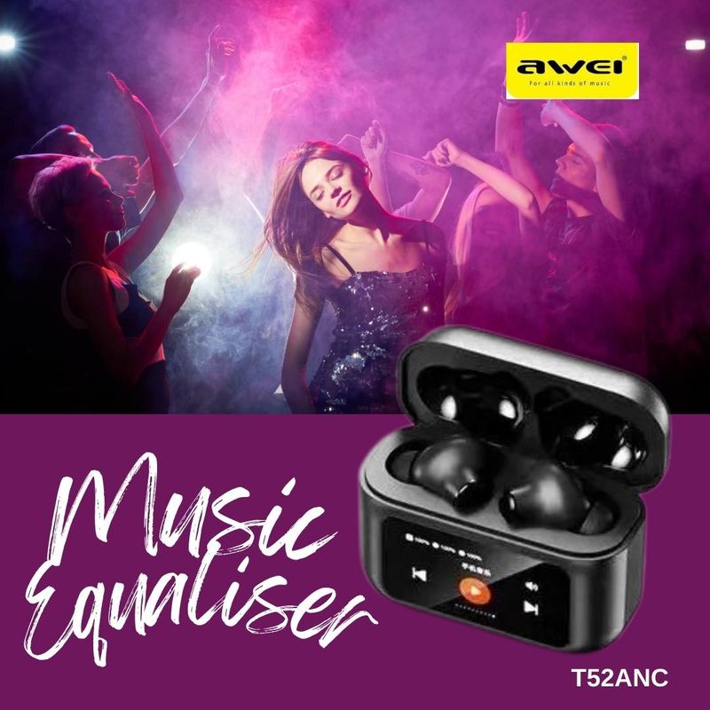 Wireless Earbuds ANC/ENC - Intelligent Smart Case - Digital Display - Music EQ - Awei T56ANC
