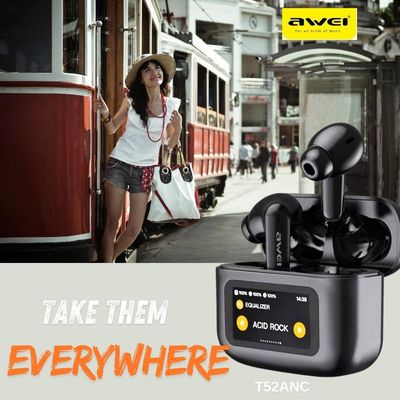 Wireless Earbuds ANC/ENC - Intelligent Smart Case - Digital Display - Music EQ - Awei T56ANC