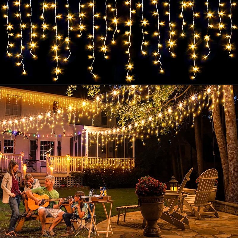 10m Icicle LED Light  -  Wave Pattern - Solar Charged - Battery Powered - 3 Colours Available