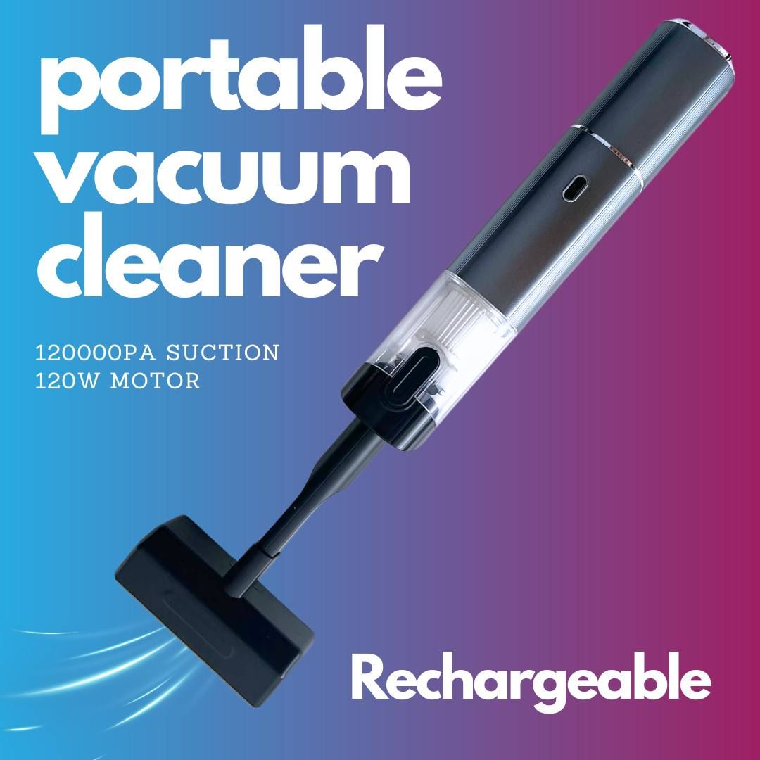 Portable Vacuum Cleaner - Aluminium Body - Compact Shape - 3 Speed Motor