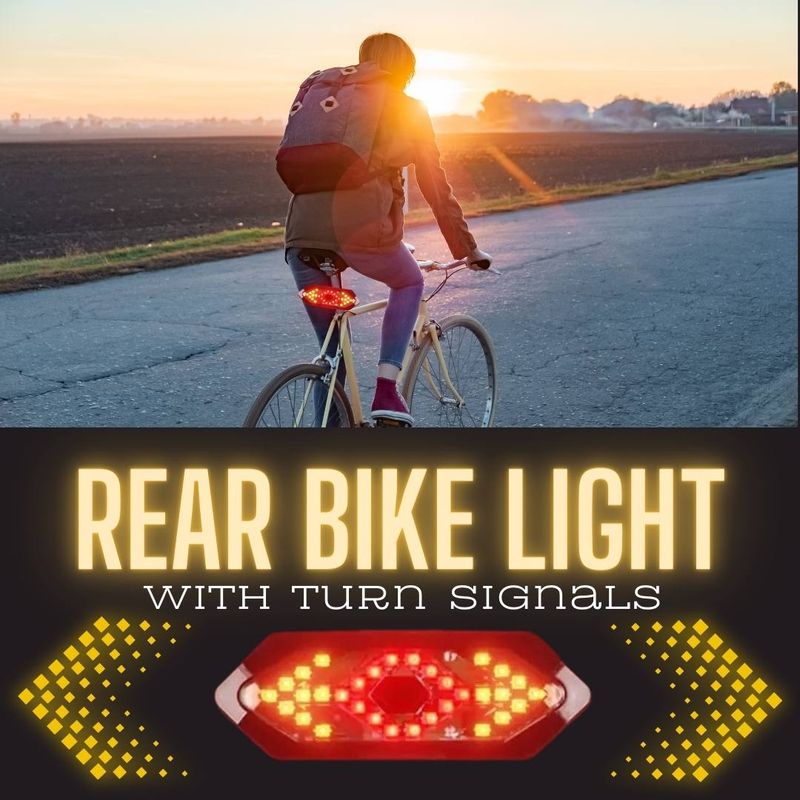 Rear Bike Light - Read Warning LED With Turn Signals + Wireless Controller - Multi Purpose