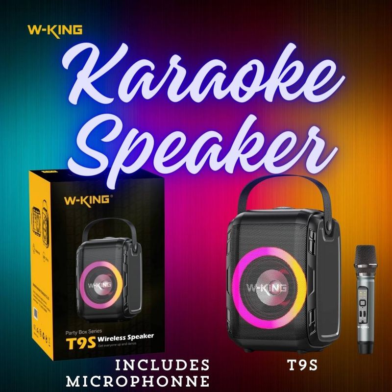W-King Karaoke Speaker - Wireless Mic - Recording Mode - EQ Modes - RGB Lights - T9S