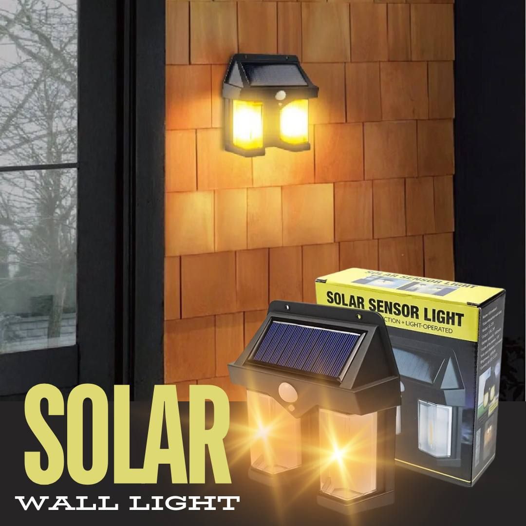 Solar Sensor Wall Light - Motion Detection - Dual Tungsten Lamps - Stylish Design - Warm White Light