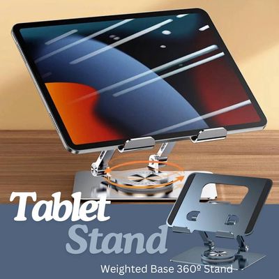 iPad - Tablet Stand - Sturdy Weighted Metal Design - 360º Rotation