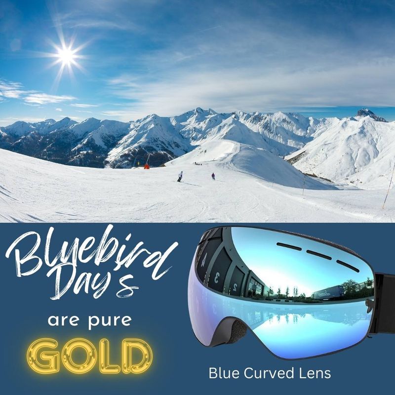 Ski Goggles - Adult Size - Travel Case -Soft Foam Comfort - Anti Fog - UV400
