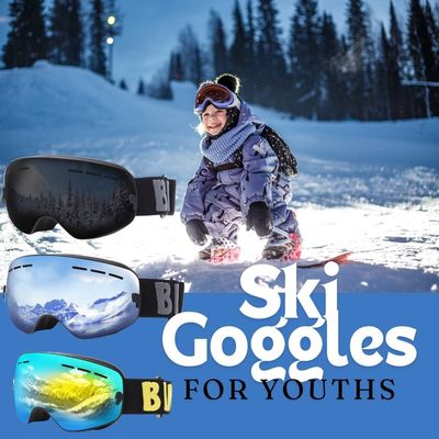 Ski Goggles - Youth Size - Travel Case -Soft Foam Comfort - Anti Fog - UV400
