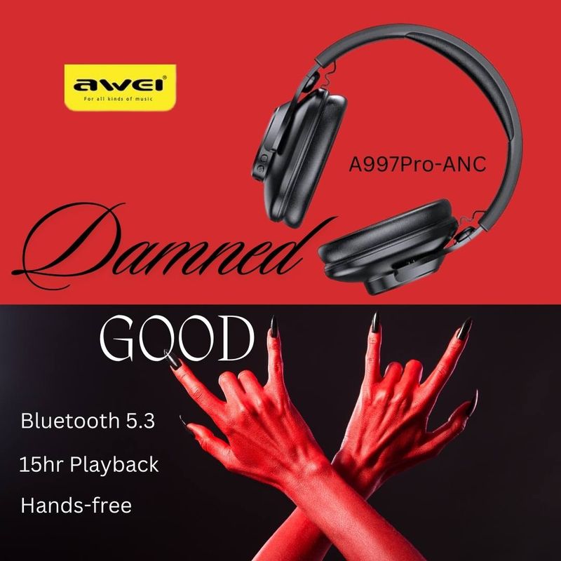 ANC Wireless Headphones - Full Sound - Deep Bass - Active Noise Cancellation - Awei 997Pro