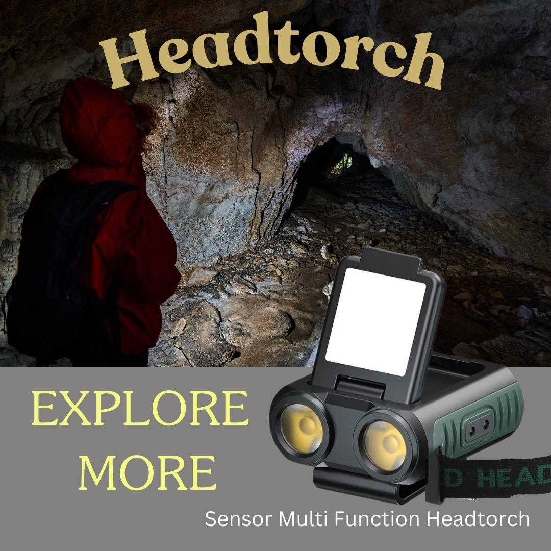 Sensor Headtorch - Multi Purposed - Spotlights - Diffuser - Warning LED - Headstrap &amp; Clip