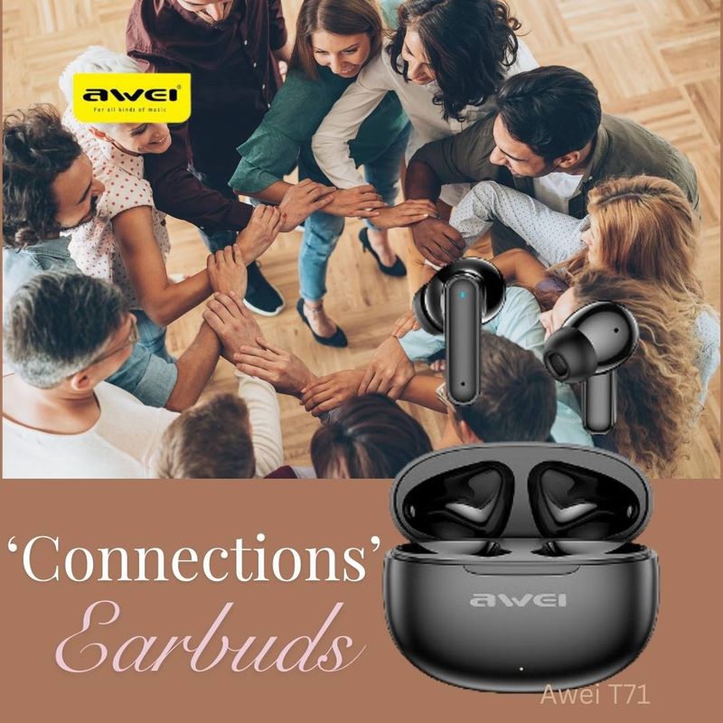 Earbud &#39;Connections&#39; - Wireless Earbuds + Charging Case - Bluetooth Audio - Awei T71