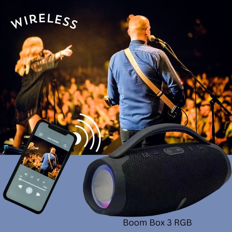 Boombox 3 Speaker - Bluetooth - Wireless - RGB LED Lights - Rechargeable