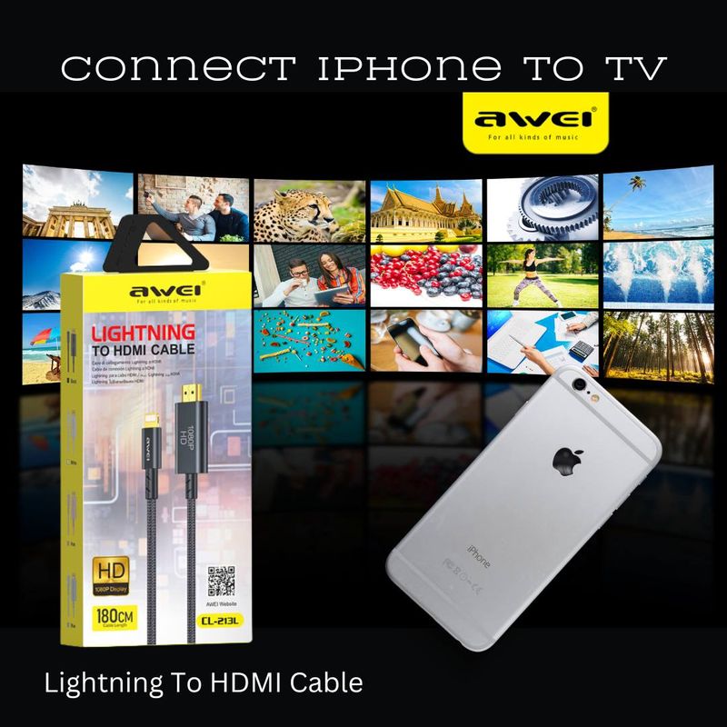 HDMI Cable - Connects Phone/Tablet/Laptop To TV Screen - iPhone Or Android