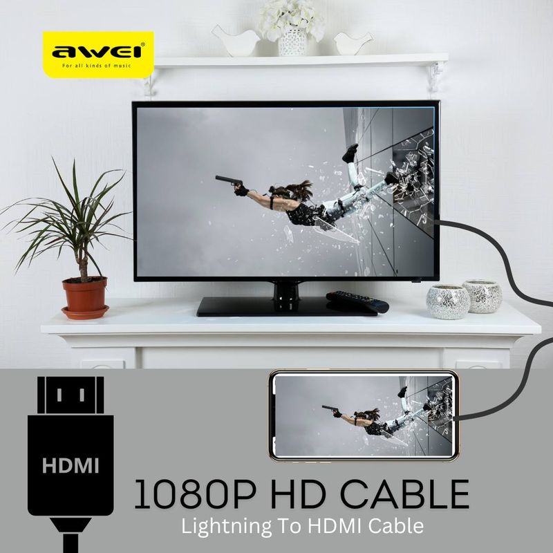 HDMI Cable - Connects Phone/Tablet/Laptop To TV Screen - iPhone Or Android
