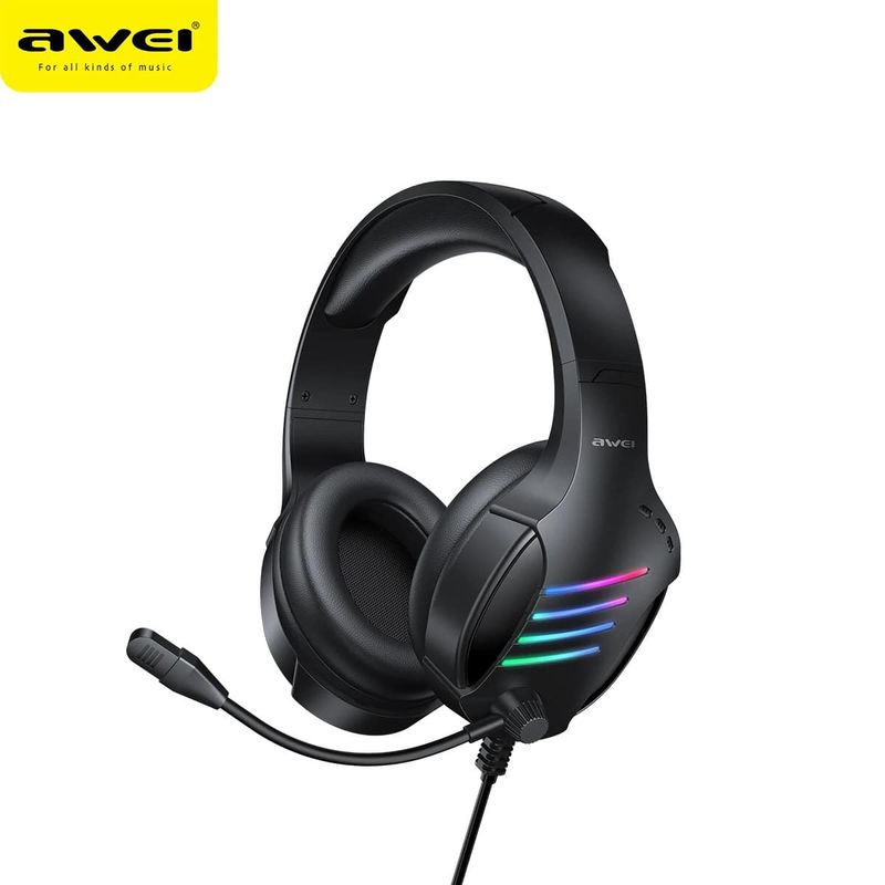 Gaming Headphones - LED Side Lights - Mic Wand - Over Ear Muffs - Awei GM-5