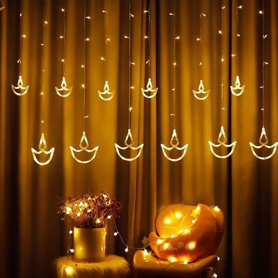 Diwali &#39;Oil Lamp&#39; Shaped String Lights - 8 Modes - USB Power - 2 Colours