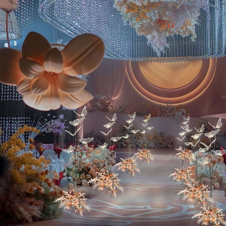 LED Butterfly Stand - 5 Acrylic Butterflies - Gold Stand - 2 Sizes Available - Weddings/Parties/Events - Home Use