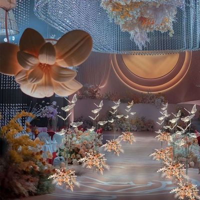 LED Butterfly Stand - 5 Acrylic Butterflies - Gold Stand - 2 Sizes Available - Weddings/Parties/Events - Home Use