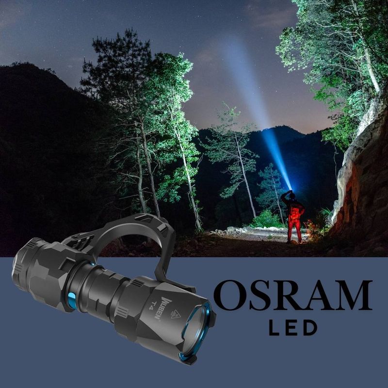 Tactical Flashlight - Wuben T4 + AP50 Ring Clip With Tungsten Tip - Lightweight EDC