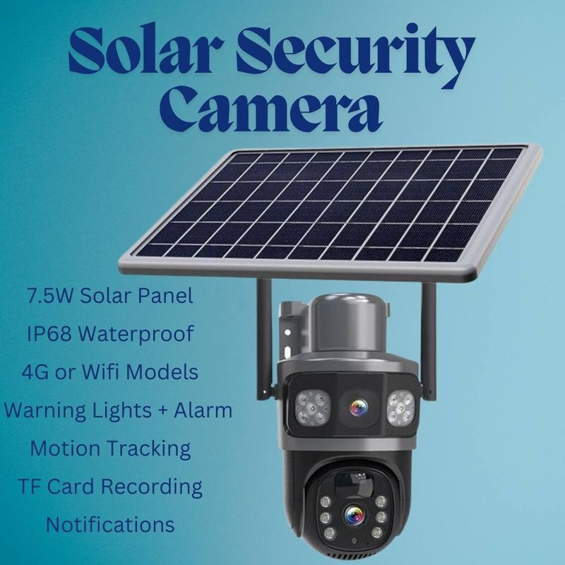 Smart Solar Security Dual FHD Camera - Wire-Free Installation - 4G or Wifi Connectivity - Motion Detection &amp; Alerts