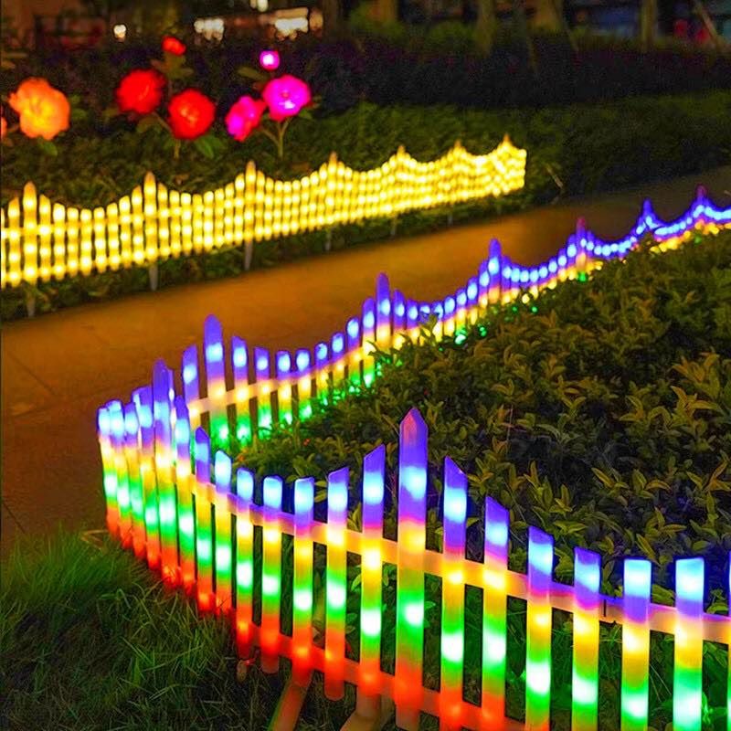 Decorative Solar Fencing - Muti Colour / Warm White - Snap Together - 2.8m - 8 Pattern Mode