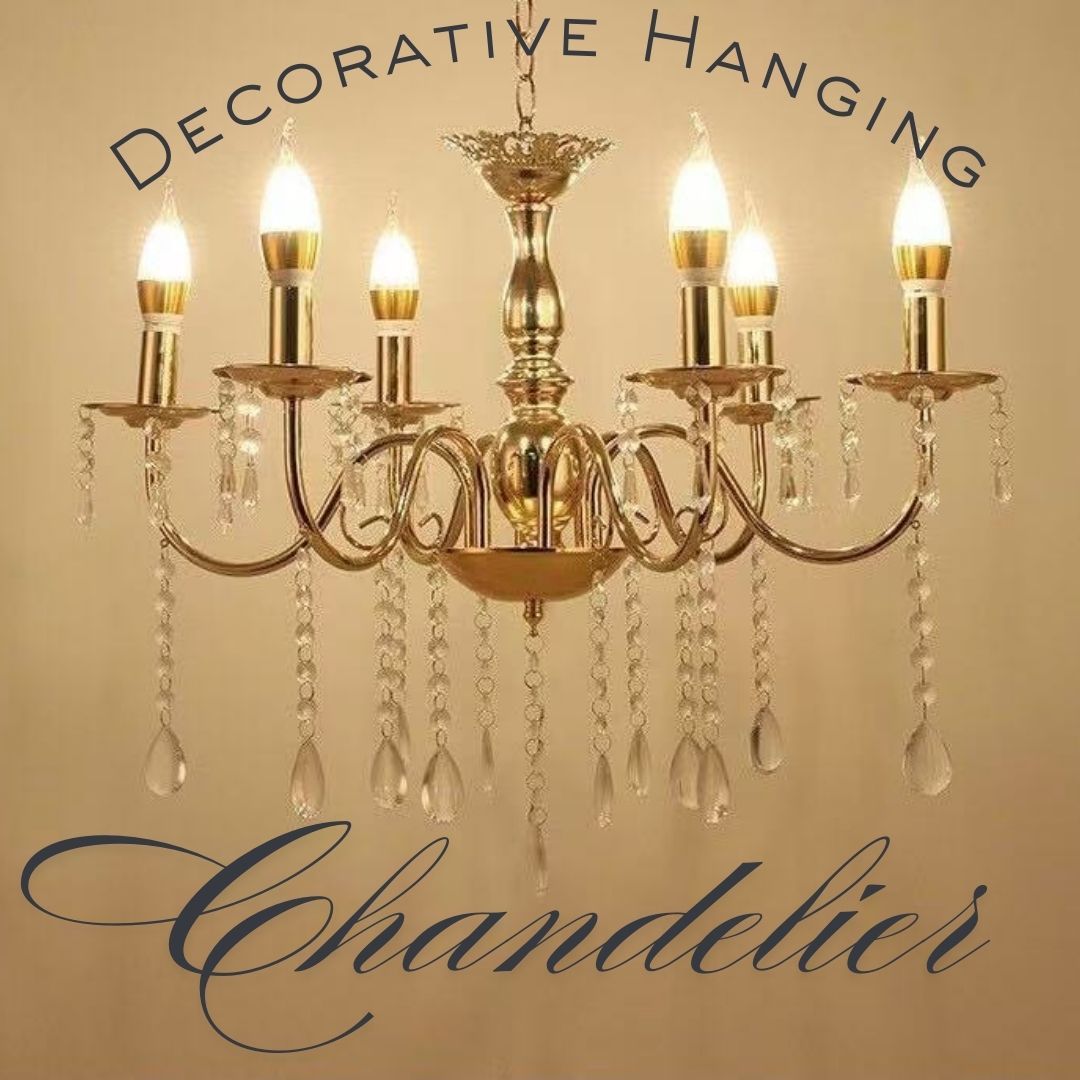 Suspended Chandelier:  6 Candle Shaped LED Lights | Wedding, Parties, Event Decoration