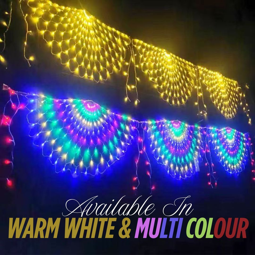 &#39;Peacock Feather&#39; LED Lights String: Perfect For Parties, Diwali, Xmas, Weddings | Connectable