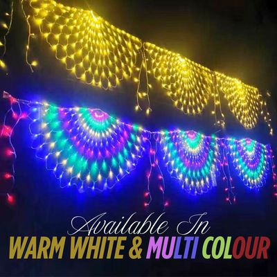 &#39;Peacock Feather&#39; LED Lights String: Perfect For Parties, Diwali, Xmas, Weddings | Connectable