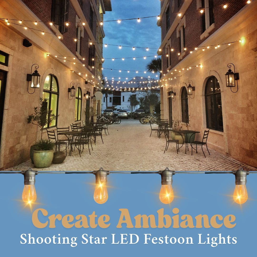 Shooting Star Festoon Lights - Shop Store Front | Parties &amp; Events | 7m - 10 Bulbs - Connectable