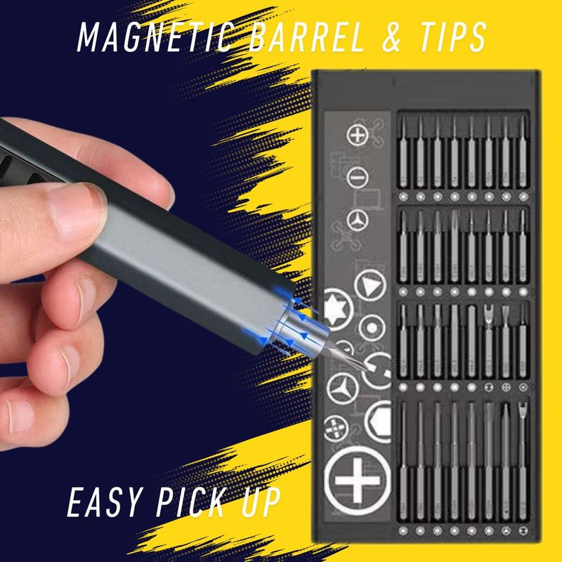 Precision Screwdriver 68 Piece Kit - Rechargeable Driver + 64 Bits | Cartridge Case