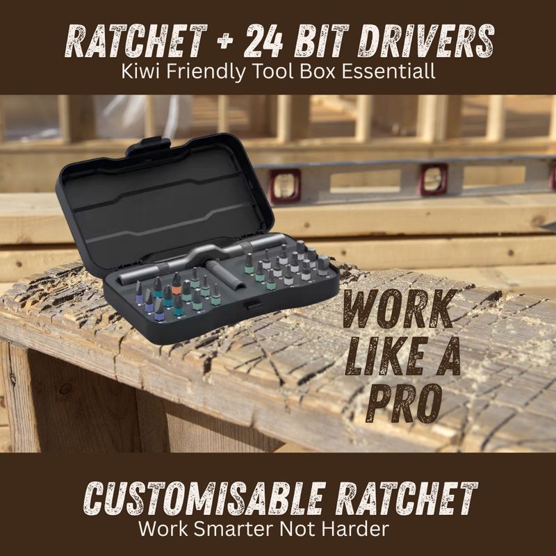 Ratchet Screwdriver Set - Toolbox Essential - 24 Bit - Make DIY Projects Easy
